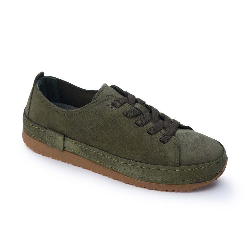 233026-green Полуботинки жен.нубук-кожа зеленый